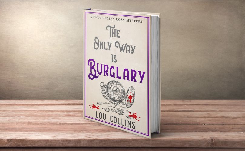 The Only Way is Burglary by Lou Collins, paperback on wooden shelf